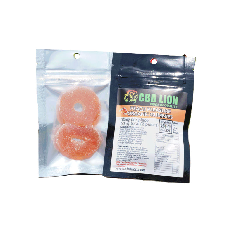 CBD Lion: Vegan Peach Pleasure CBD Gummies (60mg)