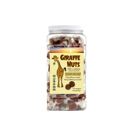 Giraffe Nuts: Atlantic Sea Salt Caffeine CBD Caramels Bulk Bin (1500mg)