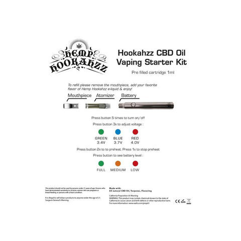 Hemp Hookahzz: Pure Gold CBD Pre-Filled Vape Kit (250mg)