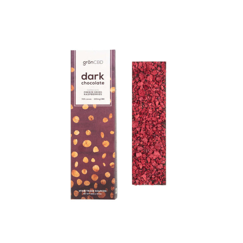 Grön CBD: Vegan CBD Raspberry Dark Chocolate Bar (100mg)