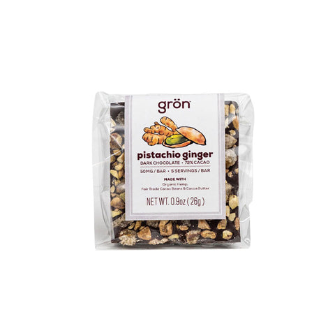 Grön CBD: Vegan Pistachio Ginger CBD Dark Chocolate (50mg) Box of 12